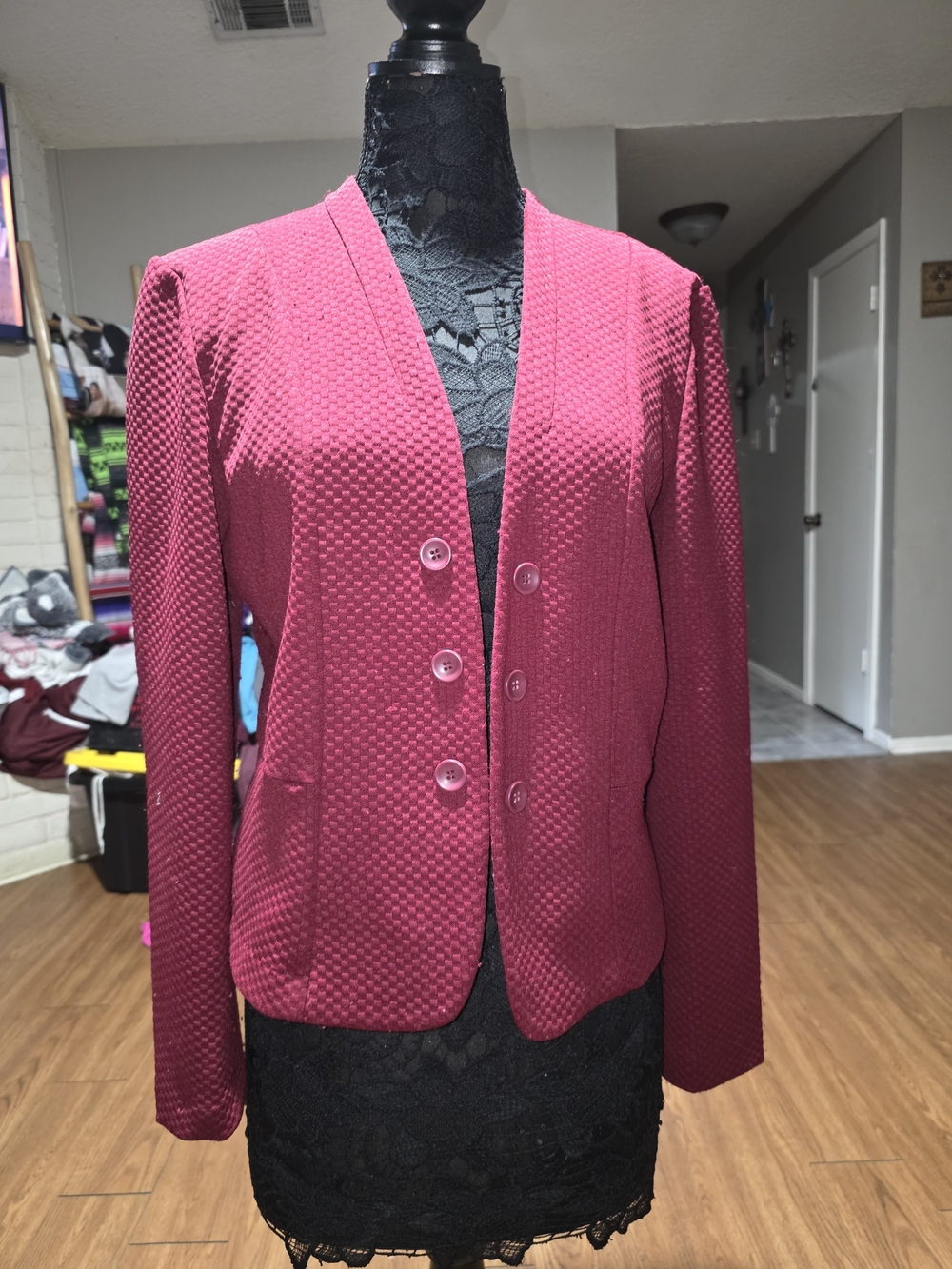 Maurices Raspberry Textured Blazer